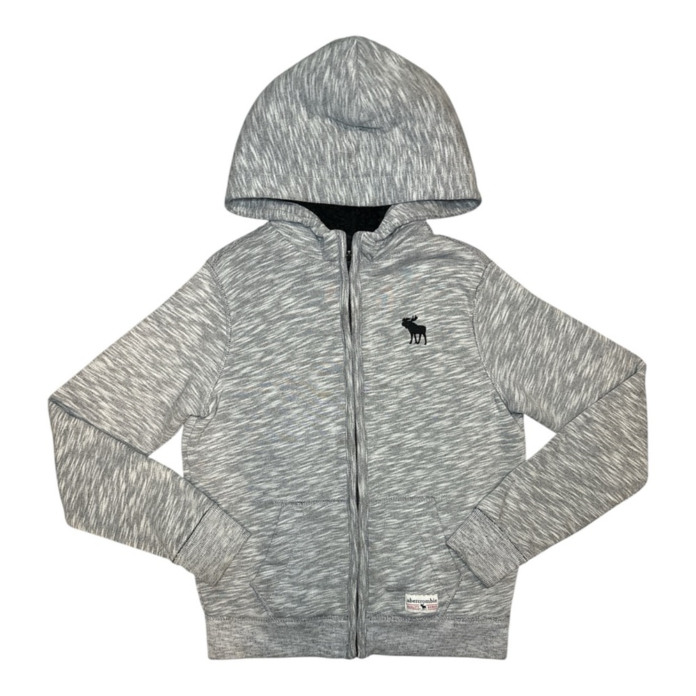 Abercrombie Boys Heather Gray Zip-Up Fleece Hoodie